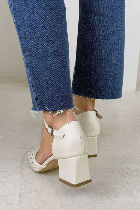 ONE COLOR SEMI HEEL WOMEN SHOES CREAM/KREM - 5