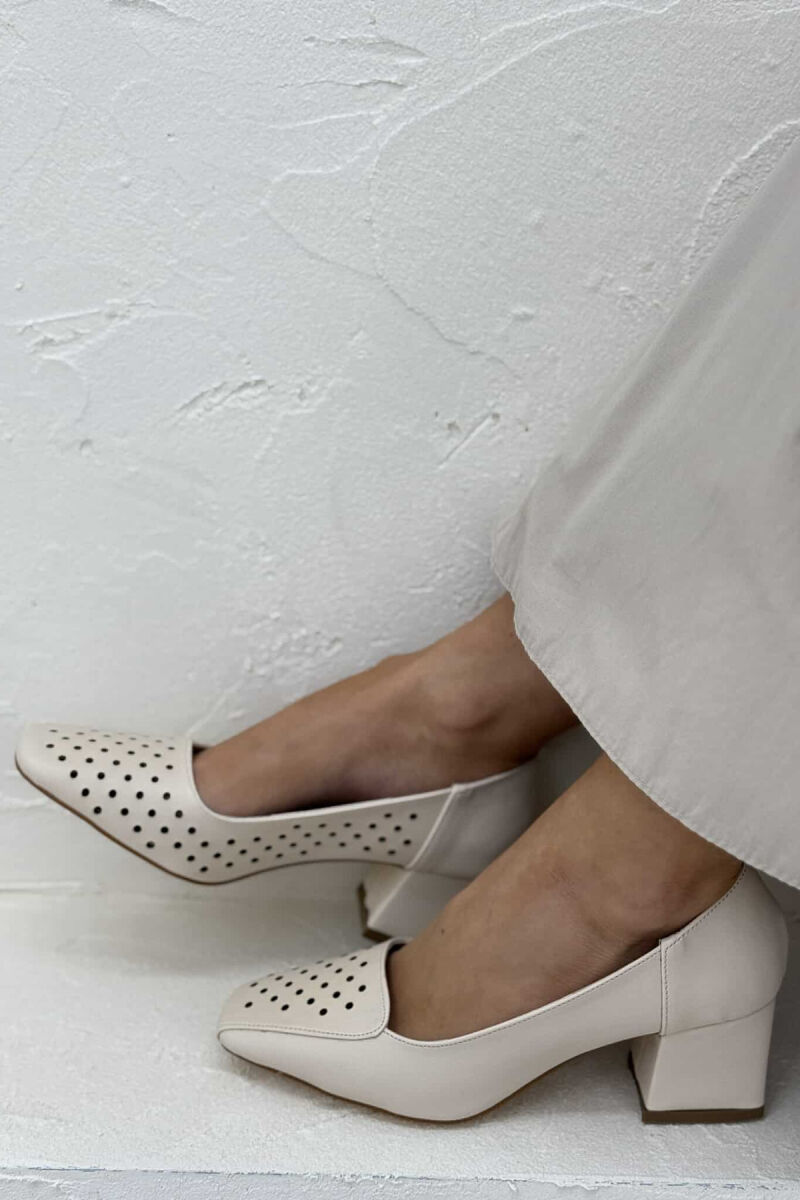 ONE COLOR SEMI HEEL WOMEN SHOES CREAM/KREM - 1
