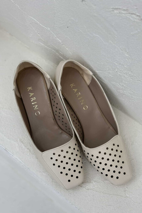 ONE COLOR SEMI HEEL WOMEN SHOES CREAM/KREM - 2