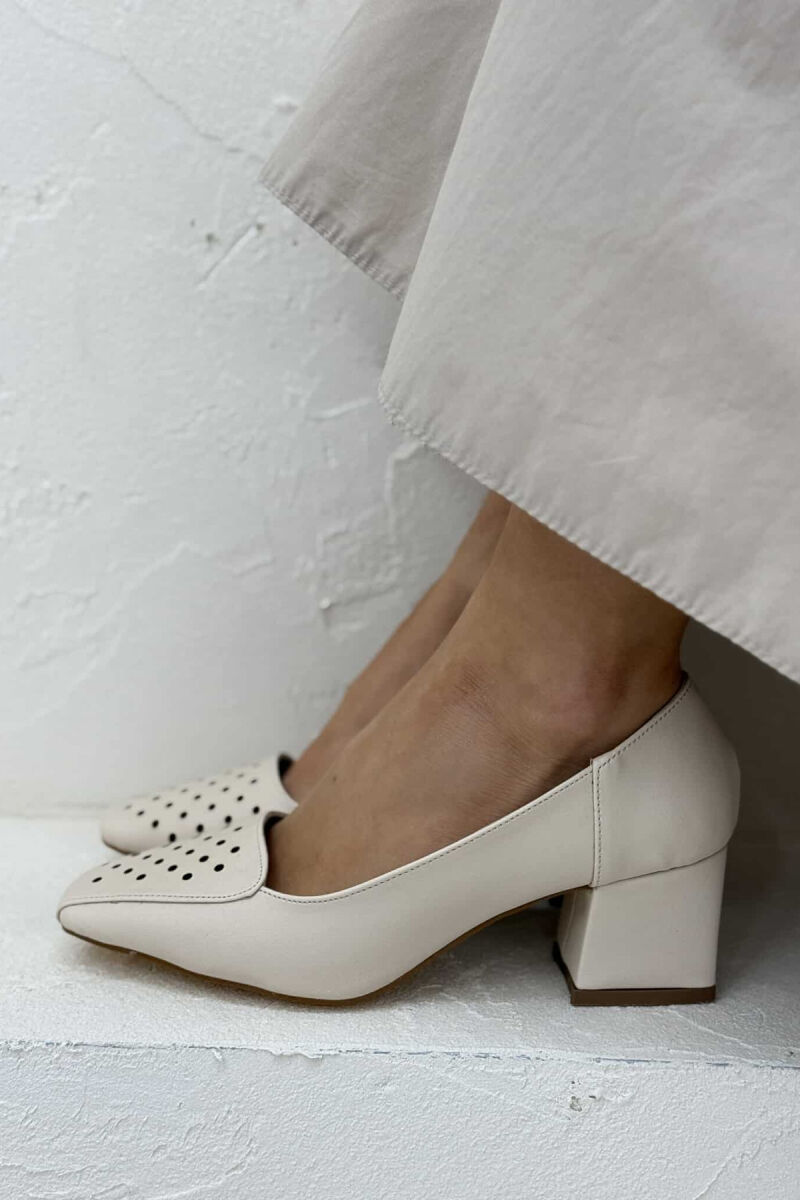 ONE COLOR SEMI HEEL WOMEN SHOES CREAM/KREM - 3