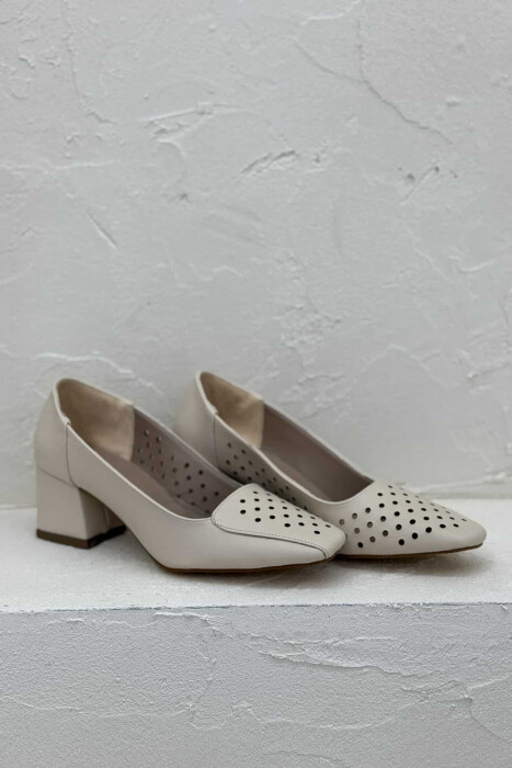 ONE COLOR SEMI HEEL WOMEN SHOES CREAM/KREM - 4