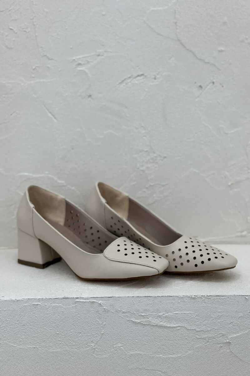 ONE COLOR SEMI HEEL WOMEN SHOES CREAM/KREM - 4