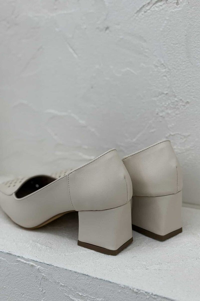 ONE COLOR SEMI HEEL WOMEN SHOES CREAM/KREM - 5