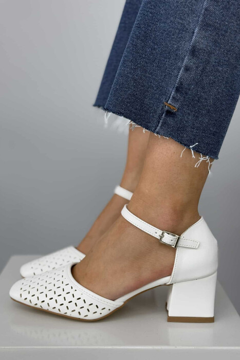 ONE COLOR SEMI HEEL WOMEN SHOES WHITE-E BARDHE 