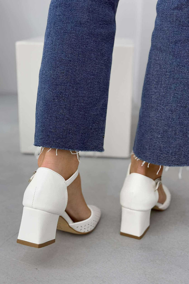 ONE COLOR SEMI HEEL WOMEN SHOES WHITE-E BARDHE - 3