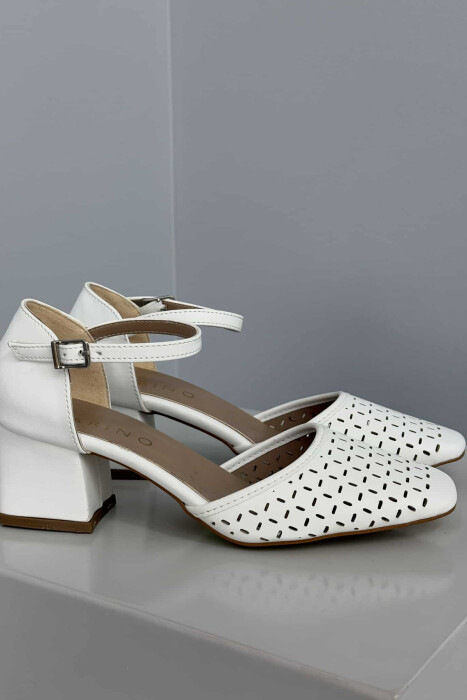 ONE COLOR SEMI HEEL WOMEN SHOES WHITE-E BARDHE - 5