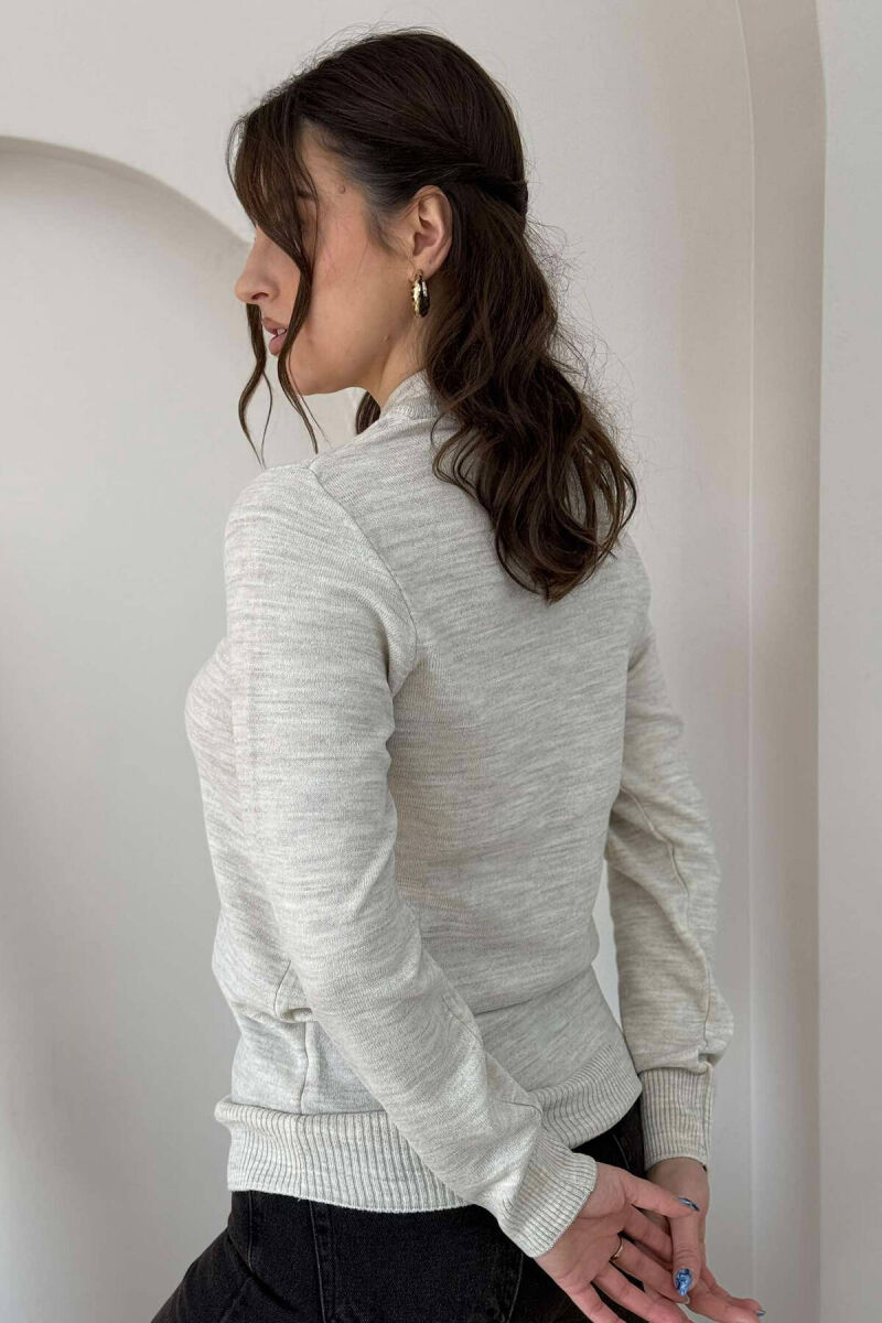 ONE COLOR SEMI NECK WOMEN SWEATER BEIGE/BEZHE - 2