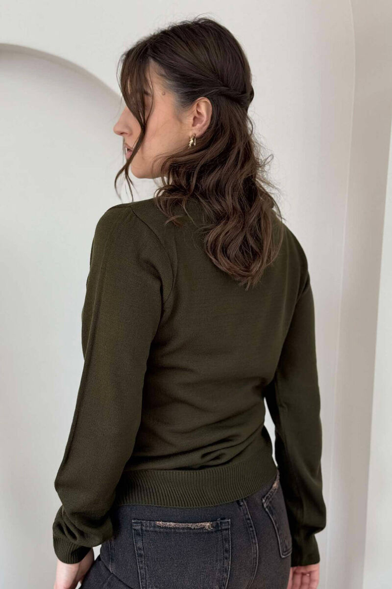 ONE COLOR SEMI NECK WOMEN SWEATER GREEN/JESHILE - 6