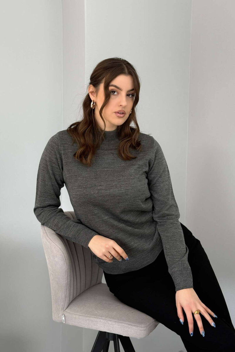 ONE COLOR SEMI NECK WOMEN SWEATER GREY/GRI - 5