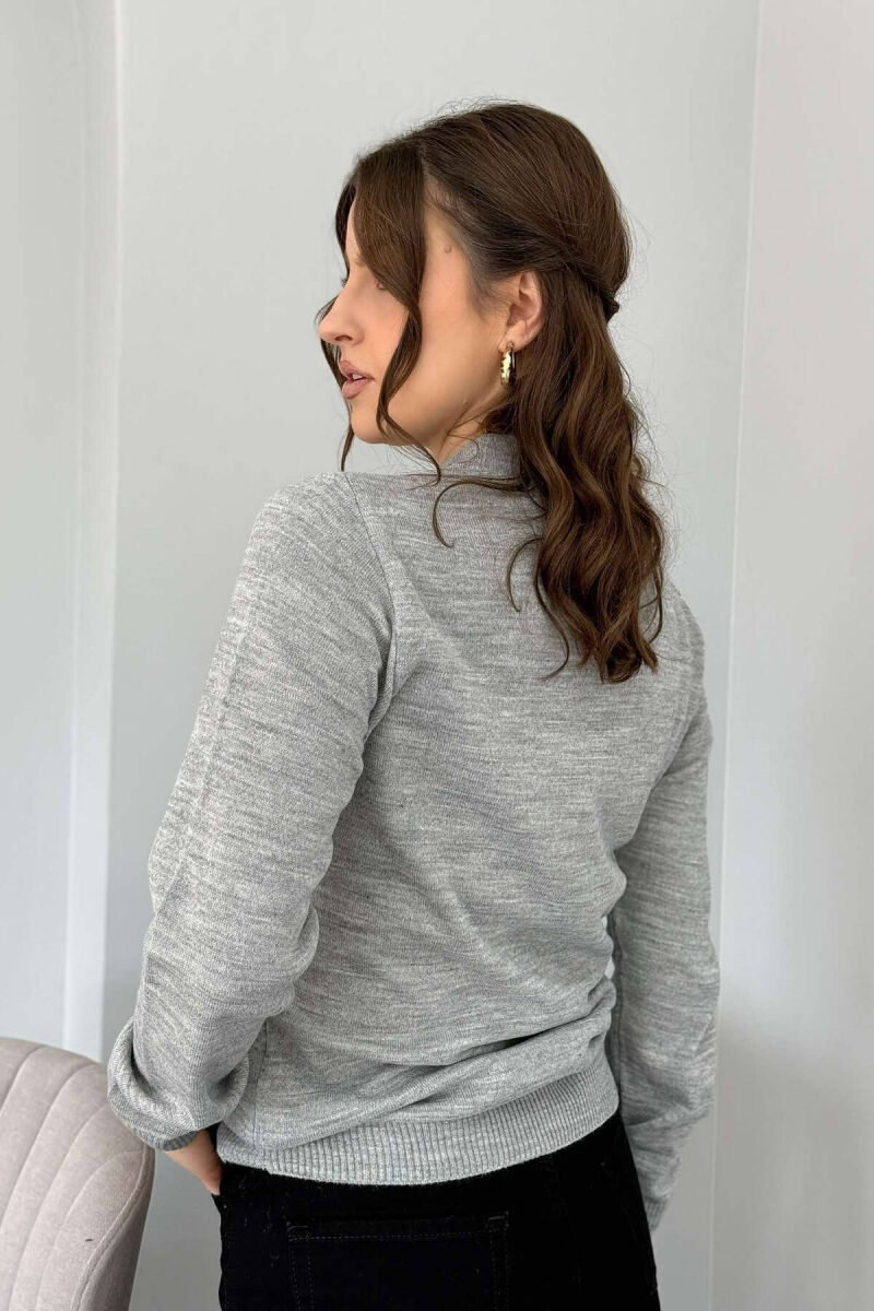 ONE COLOR SEMI NECK WOMEN SWEATER LIGHT GREY/GZ - 2