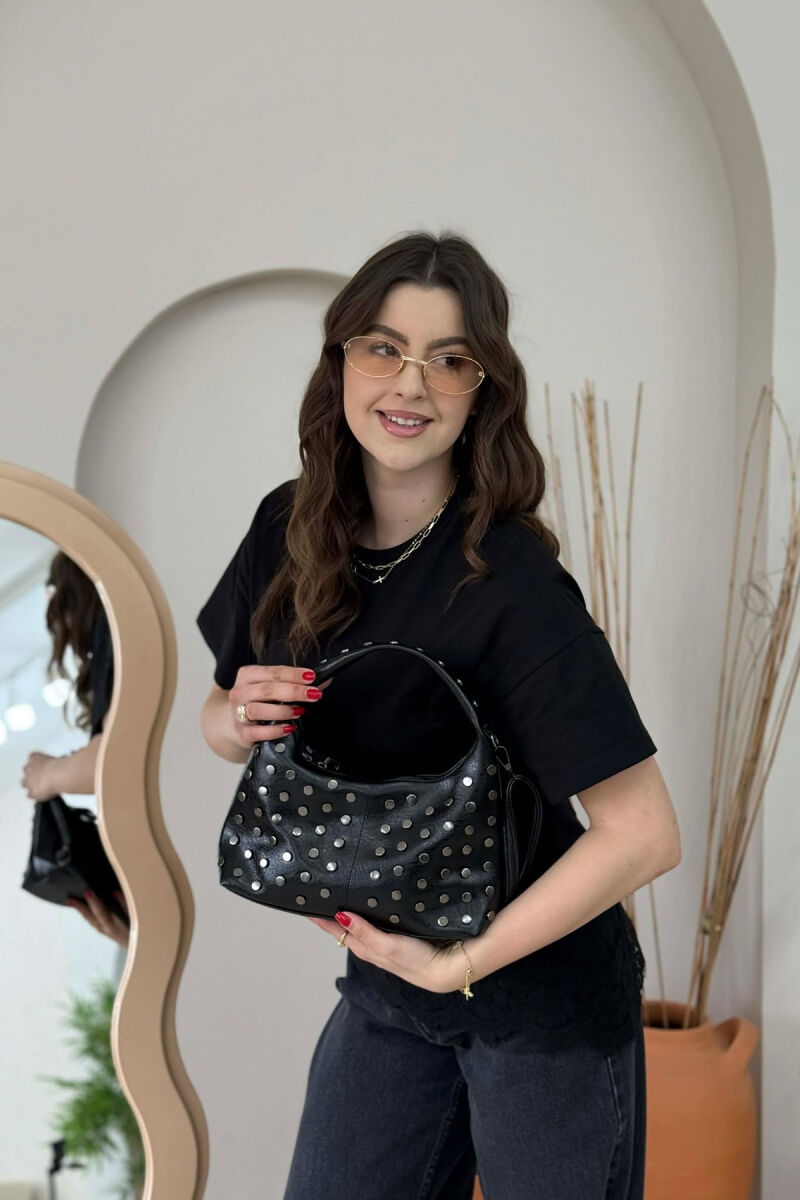 ONE COLOR SHINNY DETAILS WOMAN BAG BLACK/ E ZEZE - 1