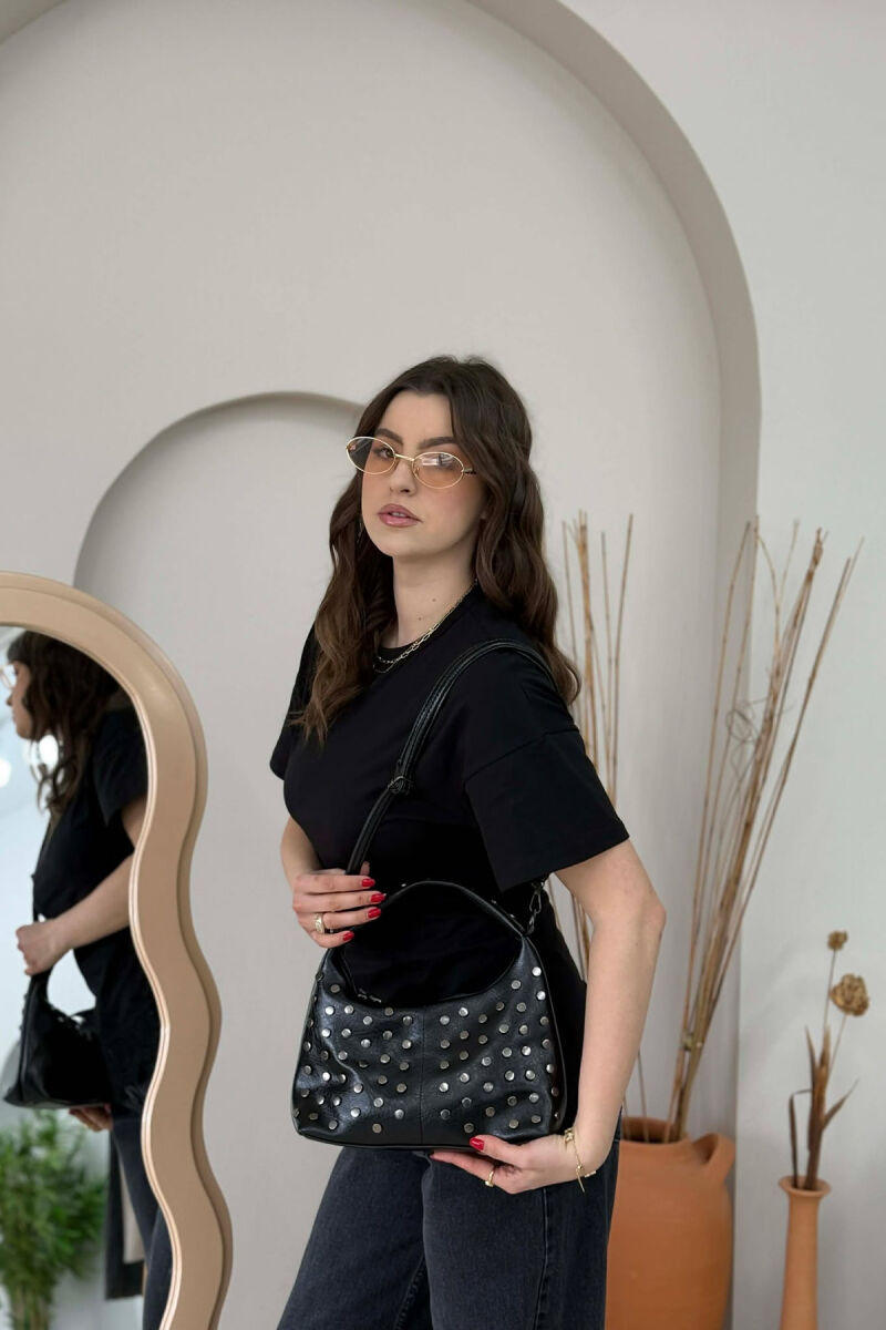 ONE COLOR SHINNY DETAILS WOMAN BAG BLACK/ E ZEZE - 2