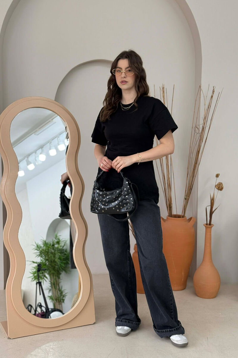 ONE COLOR SHINNY DETAILS WOMAN BAG BLACK/ E ZEZE - 4