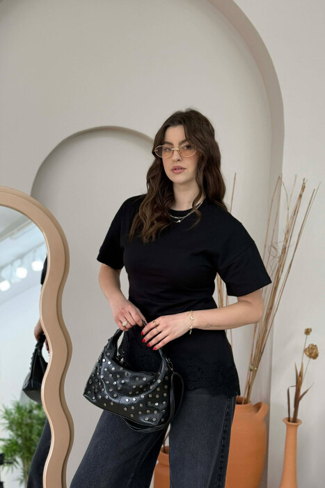 ONE COLOR SHINNY DETAILS WOMAN BAG BLACK/ E ZEZE - 6