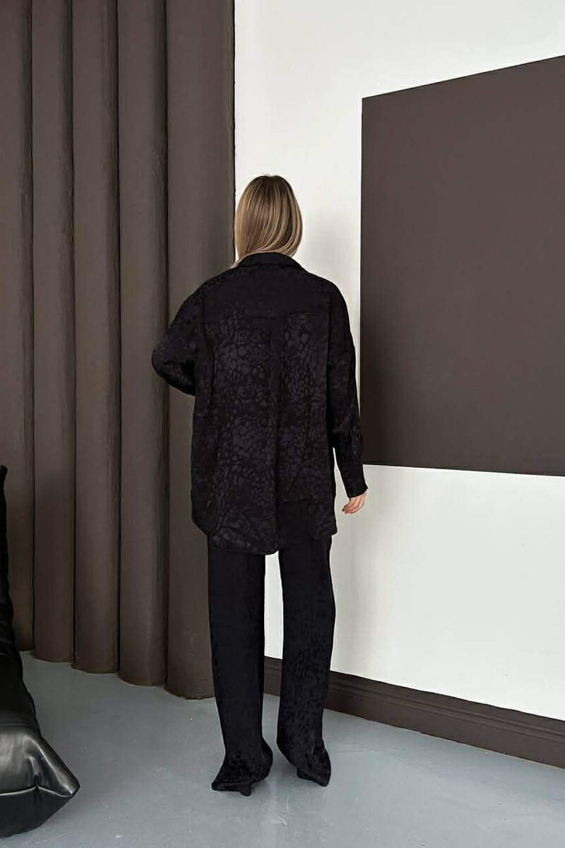 ONE COLOR SHINY SHIRT + TROUSERS WOMAN SET BLACK/ E ZEZE - 3