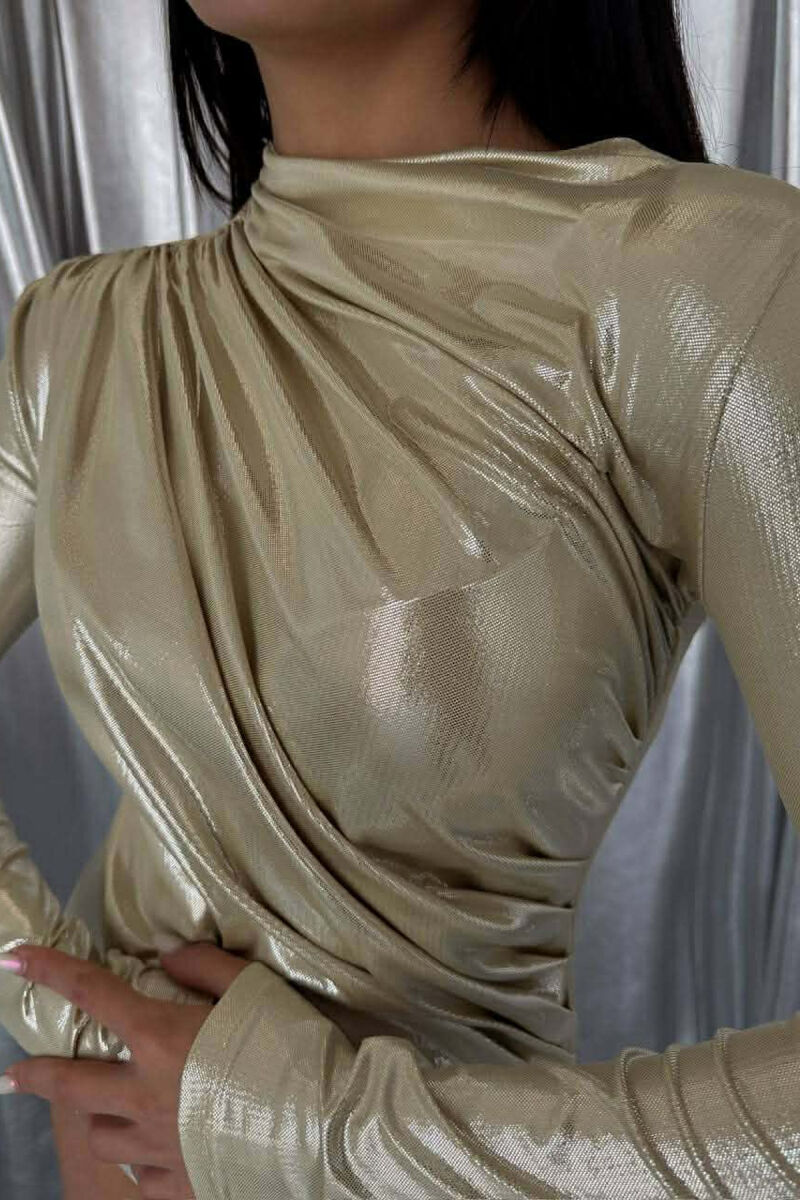 ONE COLOR SHINY WOMAN BODY GOLDEN ROD/GOLD - 3