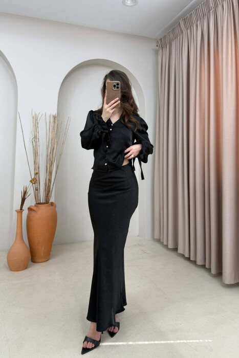 ONE COLOR SHIRT +SKIRT WOMAN SET BLACK/ E ZEZE - 2