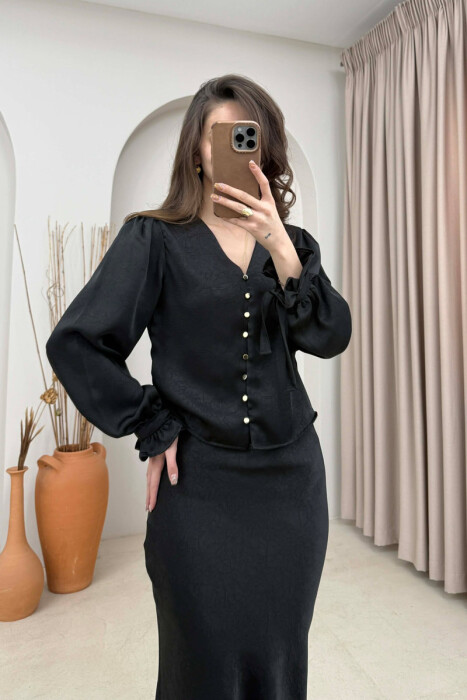 ONE COLOR SHIRT +SKIRT WOMAN SET BLACK/ E ZEZE - 3