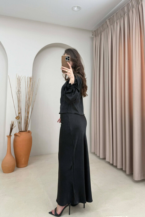 ONE COLOR SHIRT +SKIRT WOMAN SET BLACK/ E ZEZE - 4