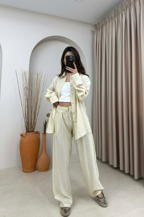 ONE COLOR SHIRT + TROUSERS WOMAN SET BEIGE/BEZHE 