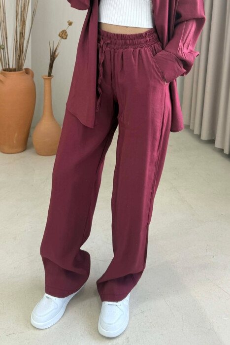 ONE COLOR SHIRT + TROUSERS WOMAN SET BURGUNDY/VISHNJE - 3
