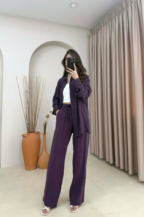 ONE COLOR SHIRT + TROUSERS WOMAN SET DARK PURPLE/LEJLA ERRET - 1