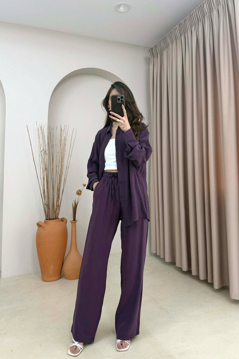 ONE COLOR SHIRT + TROUSERS WOMAN SET DARK PURPLE/LEJLA ERRET - 1