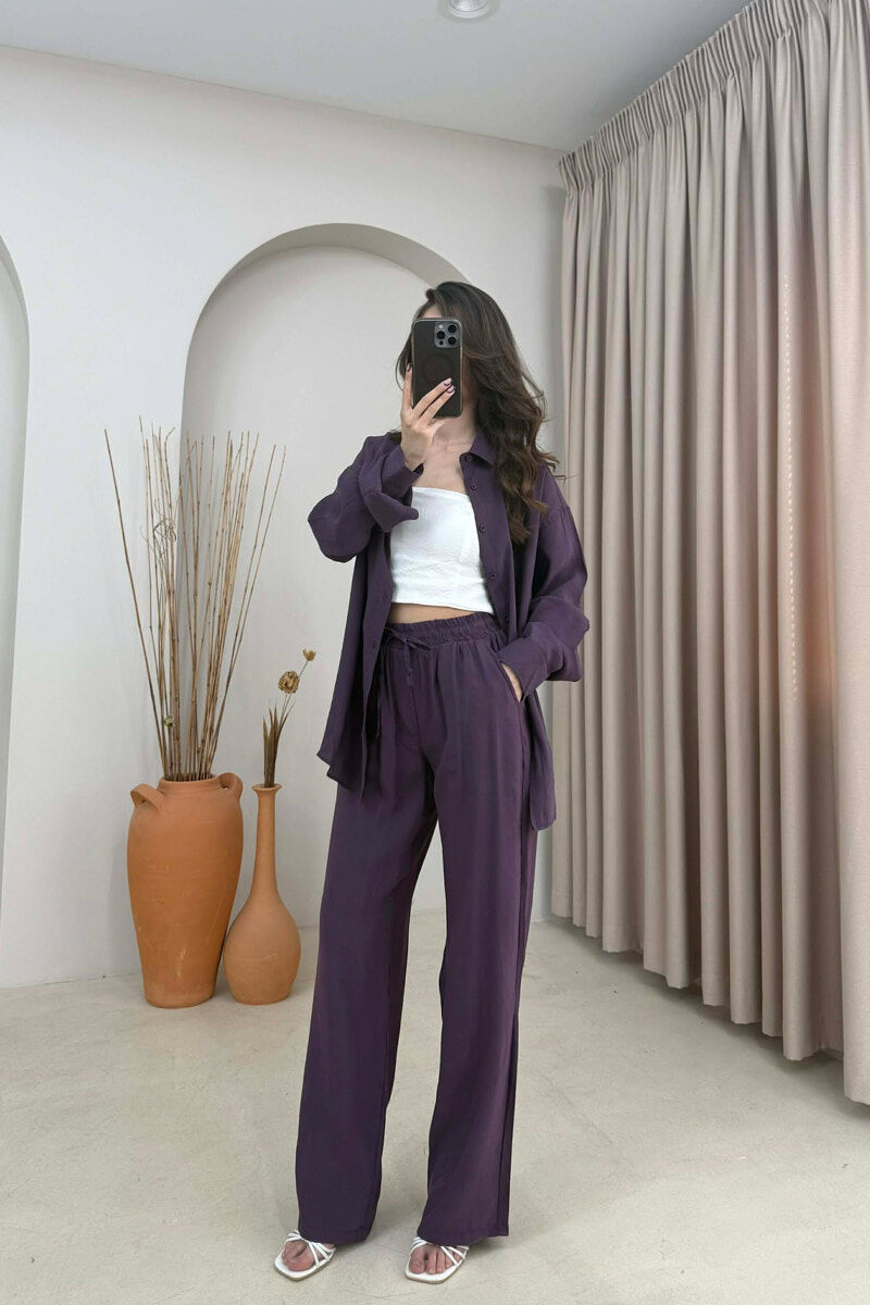 ONE COLOR SHIRT + TROUSERS WOMAN SET DARK PURPLE/LEJLA ERRET - 2