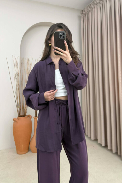 ONE COLOR SHIRT + TROUSERS WOMAN SET DARK PURPLE/LEJLA ERRET - 3