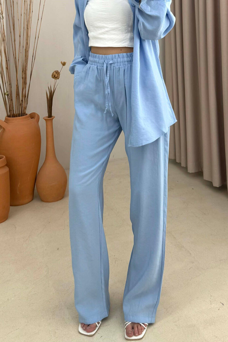 ONE COLOR SHIRT + TROUSERS WOMAN SET LIGHTBLUE/BZ - 3