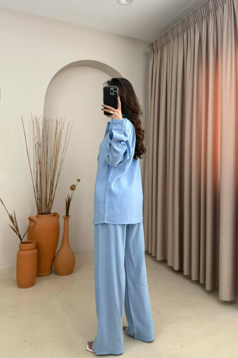 ONE COLOR SHIRT + TROUSERS WOMAN SET LIGHTBLUE/BZ - 4