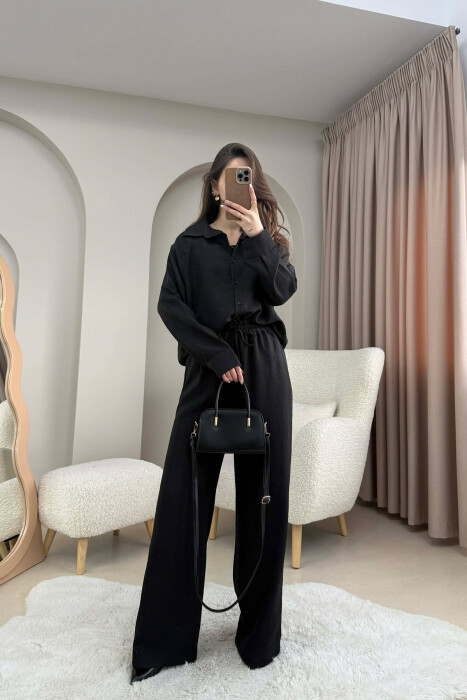 ONE COLOR SHIRT+ TROUSERS WOMEN SET BLACK/ E ZEZE 