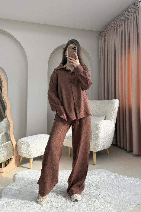 ONE COLOR SHIRT+ TROUSERS WOMEN SET BROWN/KAFE 