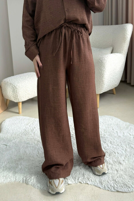 ONE COLOR SHIRT+ TROUSERS WOMEN SET BROWN/KAFE - 5