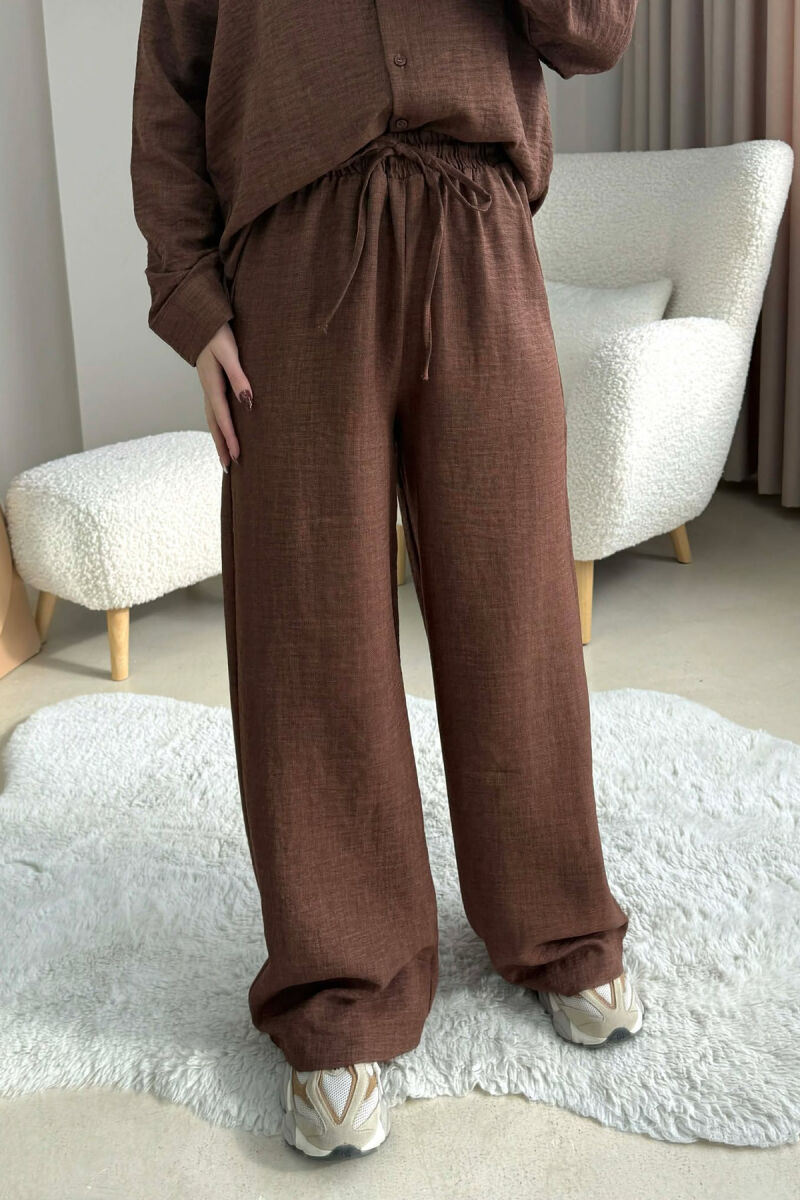 ONE COLOR SHIRT+ TROUSERS WOMEN SET BROWN/KAFE - 5