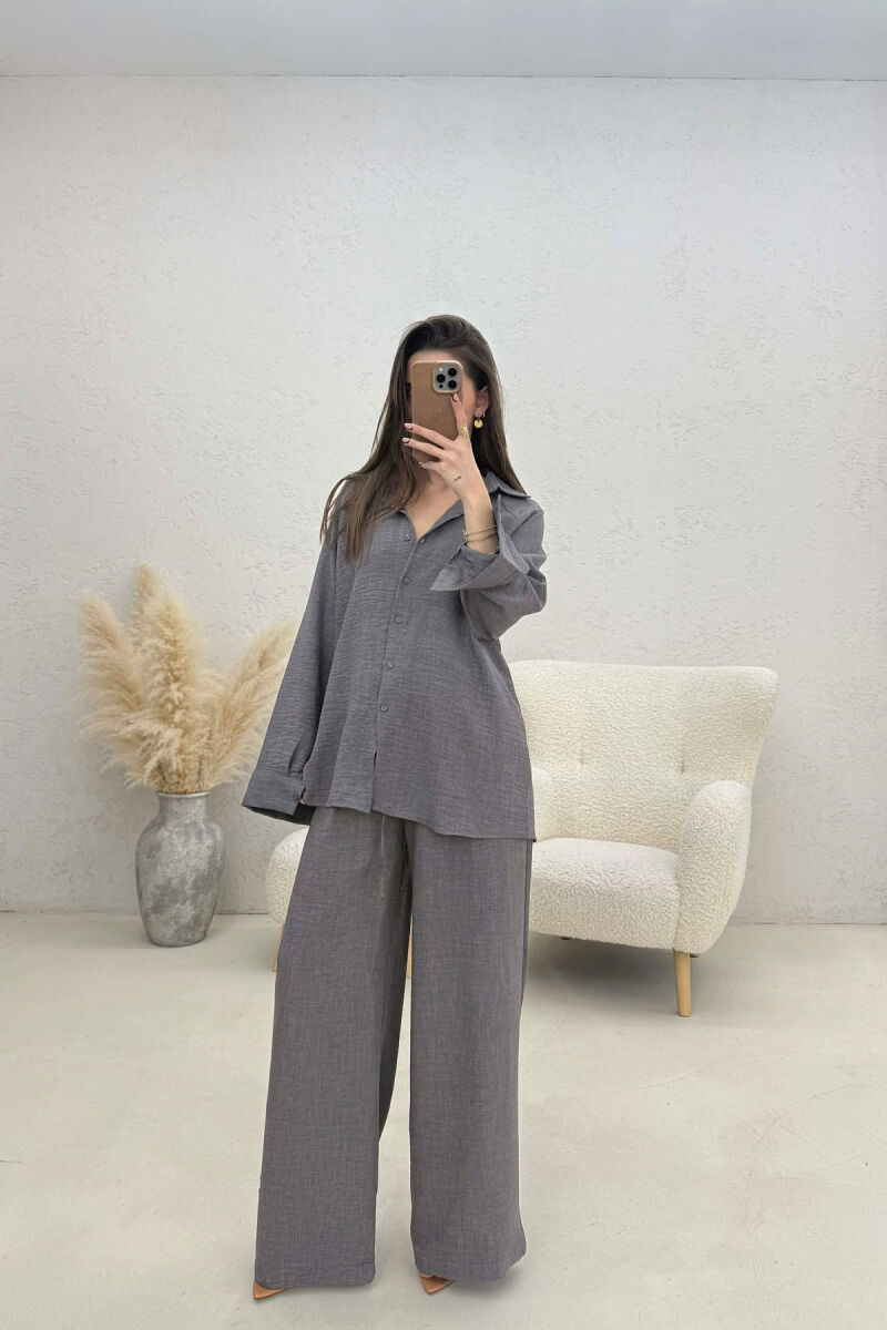 ONE COLOR SHIRT+ TROUSERS WOMEN SET DARK GREY/GEE - 2