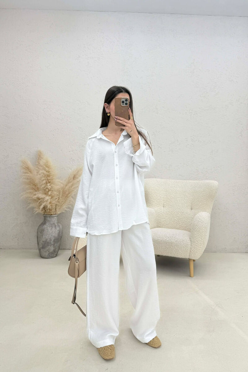 ONE COLOR SHIRT+ TROUSERS WOMEN SET WHITE-E BARDHE - 1