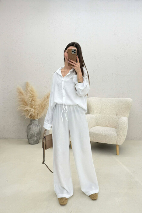 ONE COLOR SHIRT+ TROUSERS WOMEN SET WHITE-E BARDHE - 2