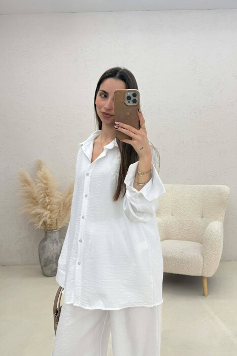 ONE COLOR SHIRT+ TROUSERS WOMEN SET WHITE-E BARDHE - 3