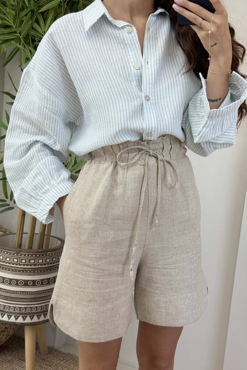 ONE COLOR SHORT LINEN WOMAN BEIGE/BEZHE - 2