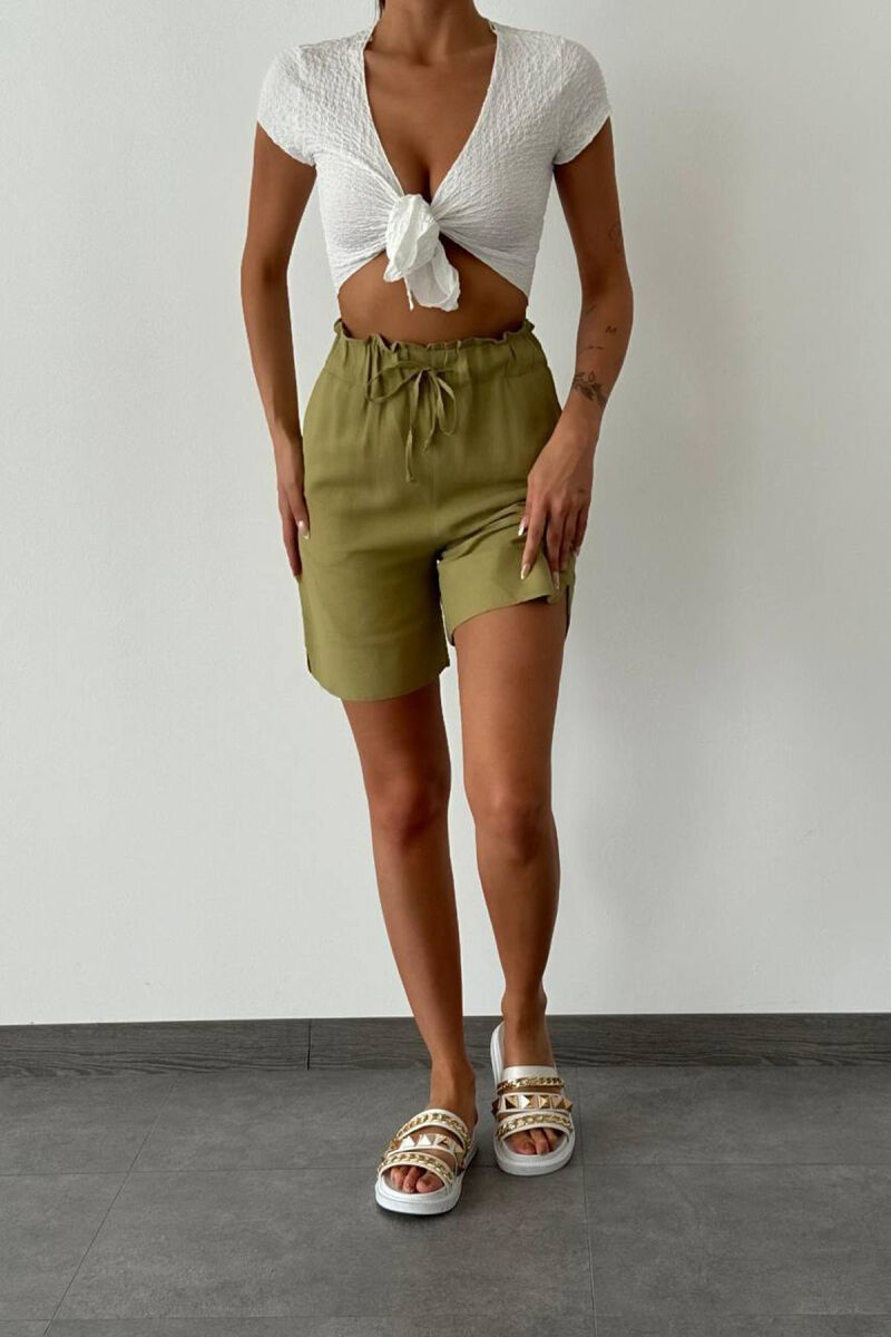 ONE COLOR SHORT LINEN WOMAN MINT/MENTE - 1
