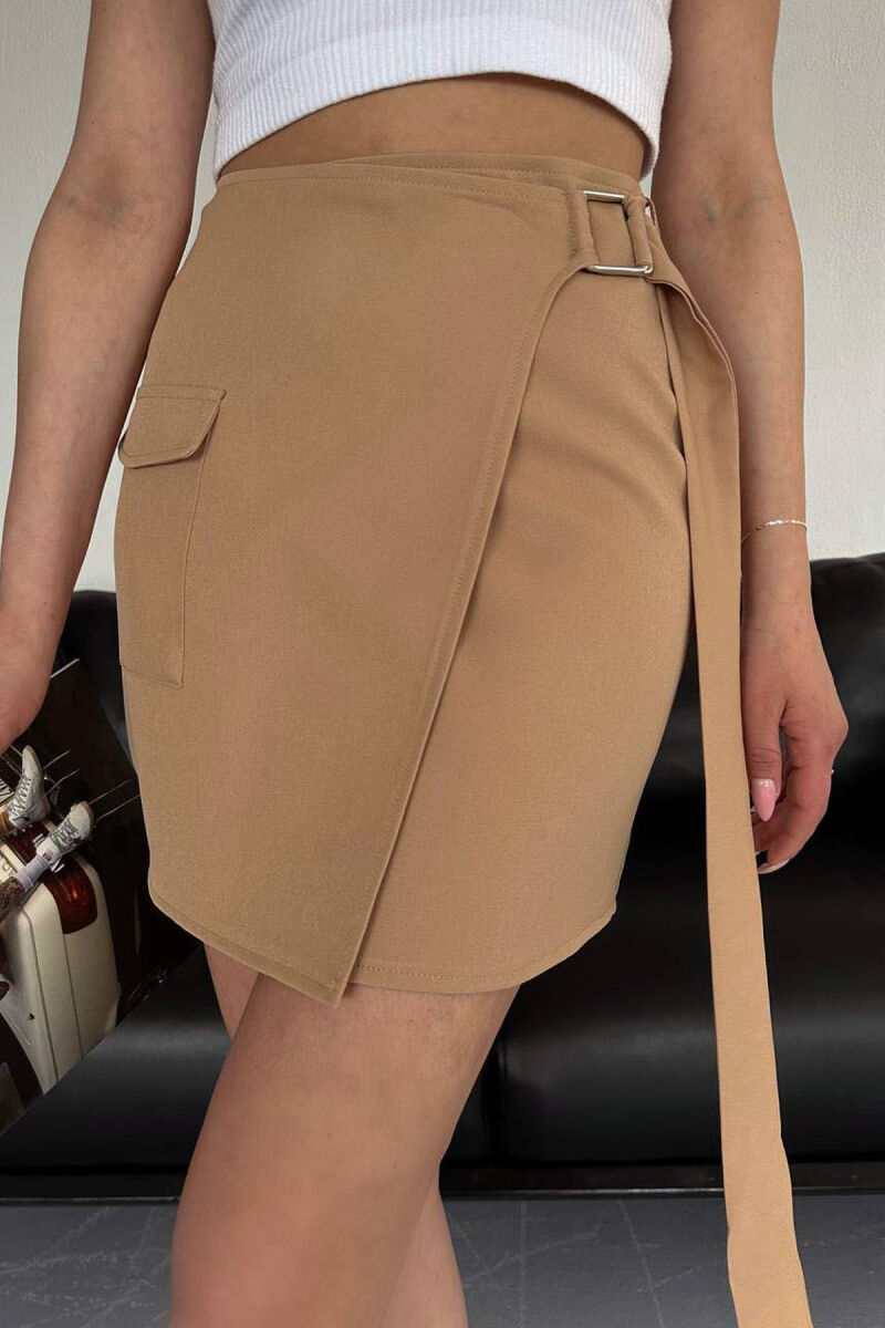 ONE COLOR SHORT SKIRT BEIGE/BEZHE - 1