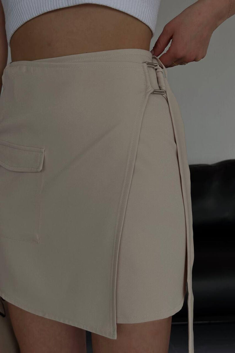 ONE COLOR SHORT SKIRT CREAM/KREM - 1