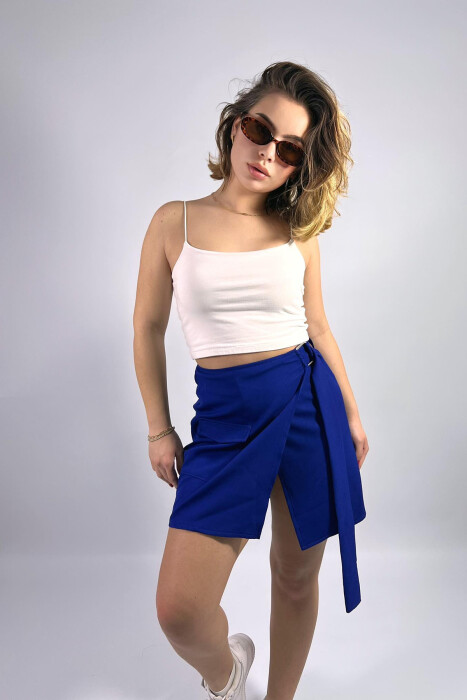 ONE COLOR SHORT SKIRT DARK BLUE/BEE 