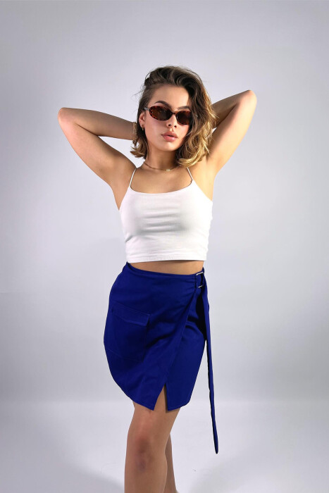 ONE COLOR SHORT SKIRT DARK BLUE/BEE - 3