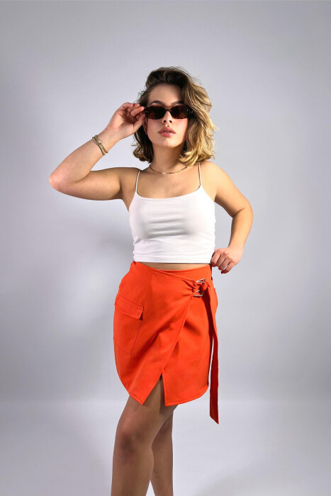 ONE COLOR SHORT SKIRT ORANGE/PORTOKALLI - 7