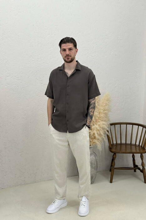 ONE COLOR SHORT SLEEVE MEN SHIRT DARK GREY/GEE - 2