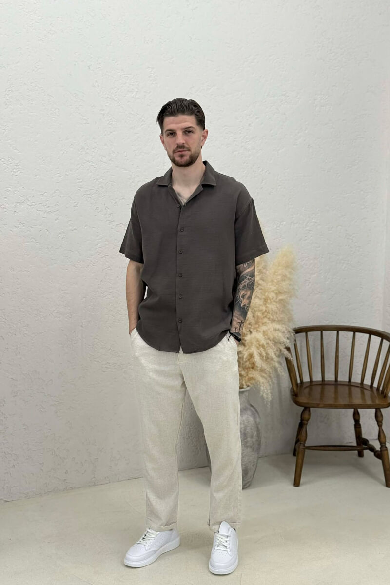 ONE COLOR SHORT SLEEVE MEN SHIRT DARK GREY/GEE - 2