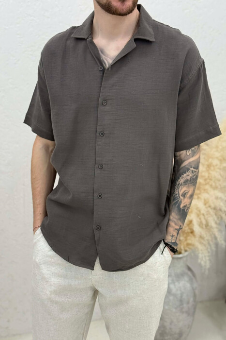 ONE COLOR SHORT SLEEVE MEN SHIRT DARK GREY/GEE - 3