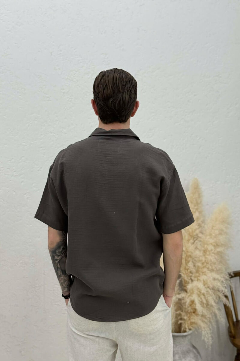 ONE COLOR SHORT SLEEVE MEN SHIRT DARK GREY/GEE - 4